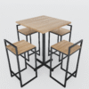 Conjunto de Mesa e cadeira Industrial Redona - Modelo Vintage