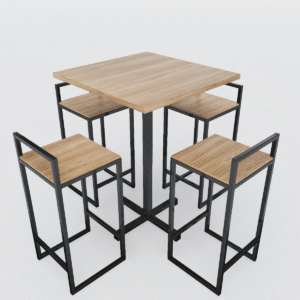Conjunto de Mesa e cadeira Industrial Redona - Modelo Vintage