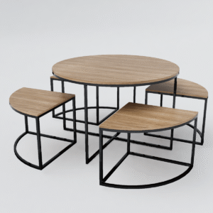 Conjunto de Mesa e cadeira Industrial Redona - Modelo Vintage