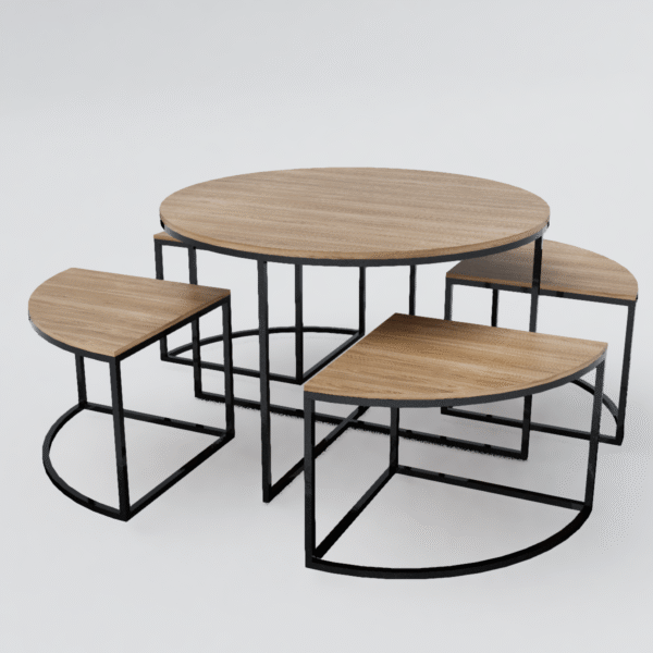 Conjunto de Mesa e cadeira Industrial Redona - Modelo Vintage